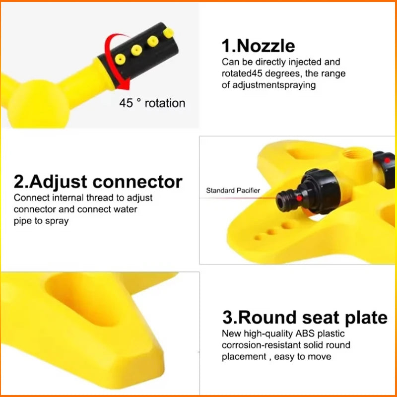 ZK 360° Hydraulic Rotating Lawn Sprinkler Adjustable Dual Spray Connectable Garden Irrigation Sprinkler with Quick Hose Fittings