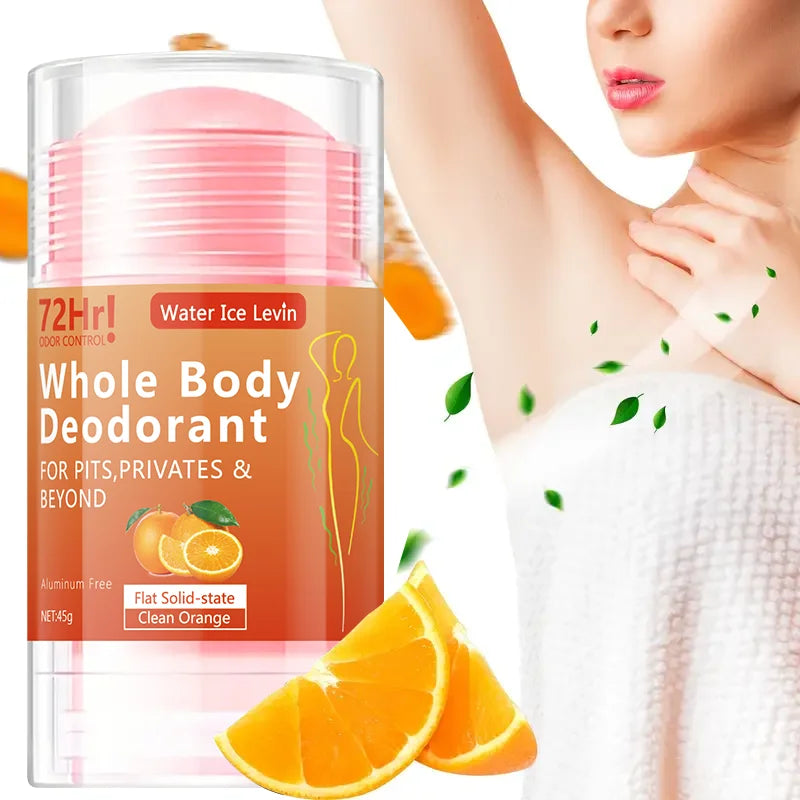 Tidesmit 45g aluminum-free full-body deodorant stick with orange extract for long-lasting, gentle freshness.