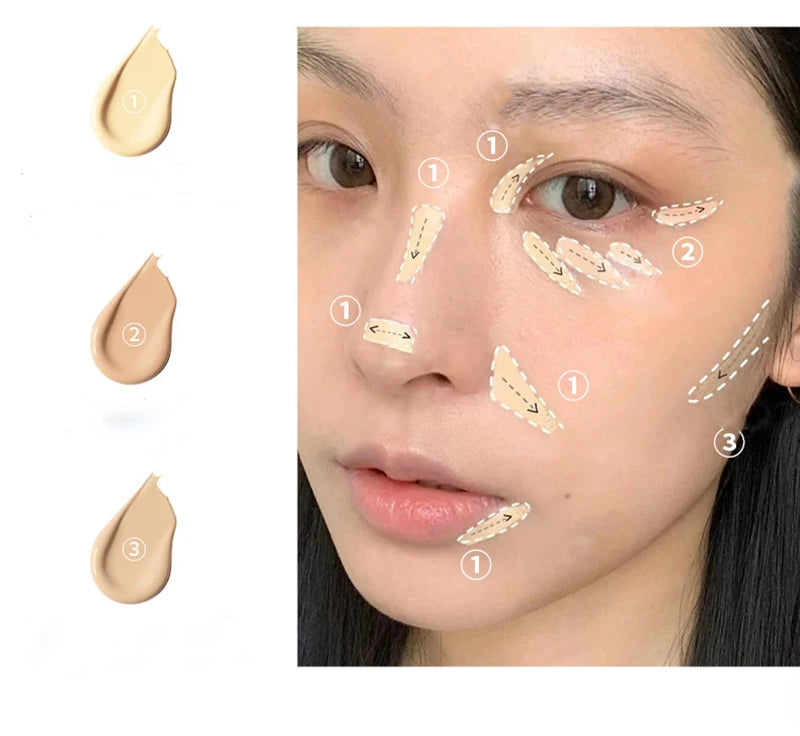 Tidesmit 3-color concealer palette for dark circles and nose contouring featuring high coverage creamy face makeup