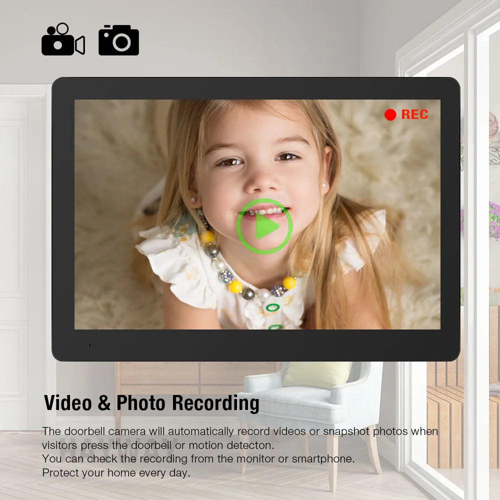 Hayway Tuya Wireless Video intercom Kit 10 "IPS Full Touch Screen 1080P Camera With Mobile Detection Support one-key Unlock