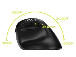Delux M618Mini DB  Ergonomic Wireless 2.4GHz + Bluetooth Mouse  4000 DPI Vertical Mice 6 Buttons For Computer and Laptop
