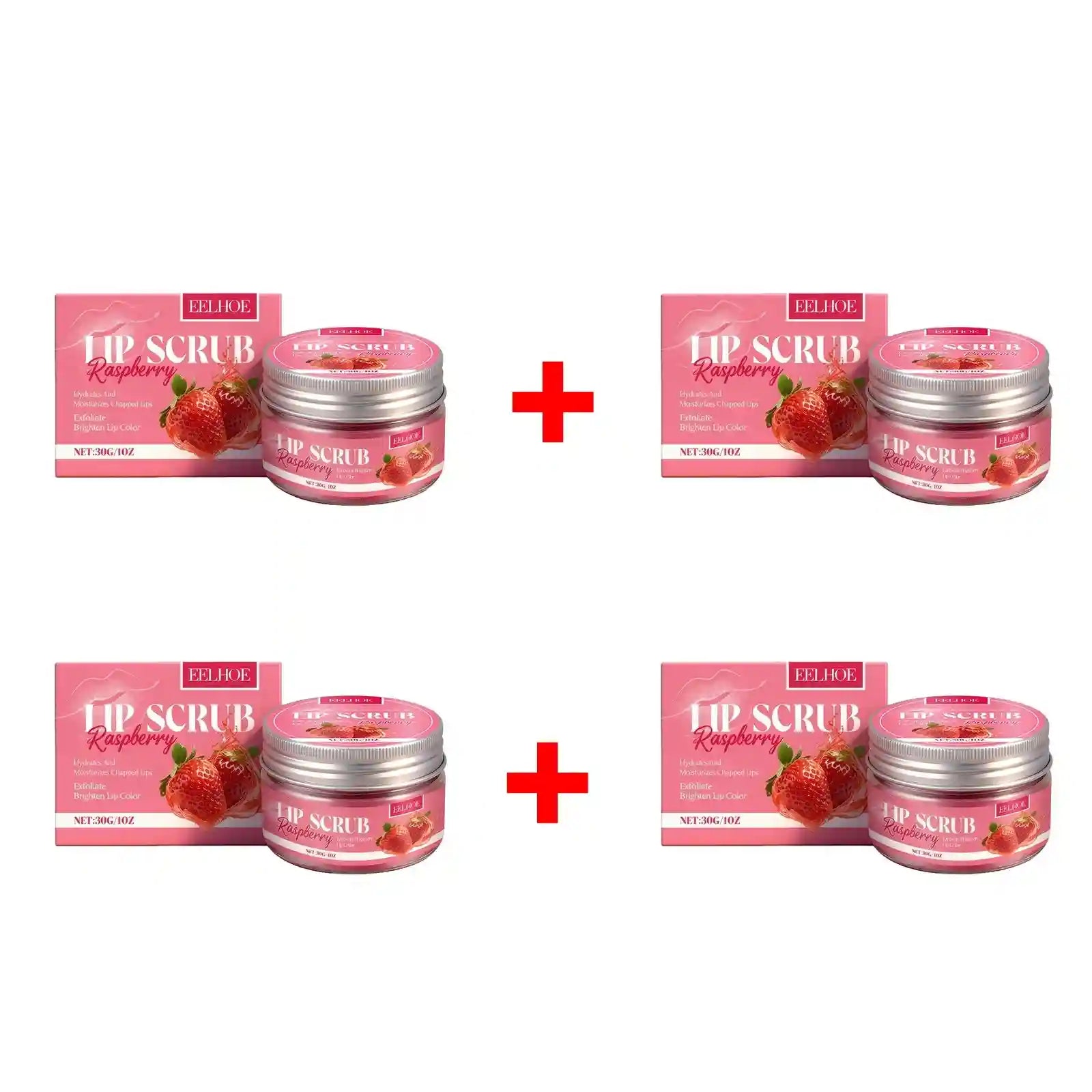 Strawberry Lip Scrub Exfoliating Balm | Moisturizing Lip Care 30g Lip Care 4PCS Tidesmit