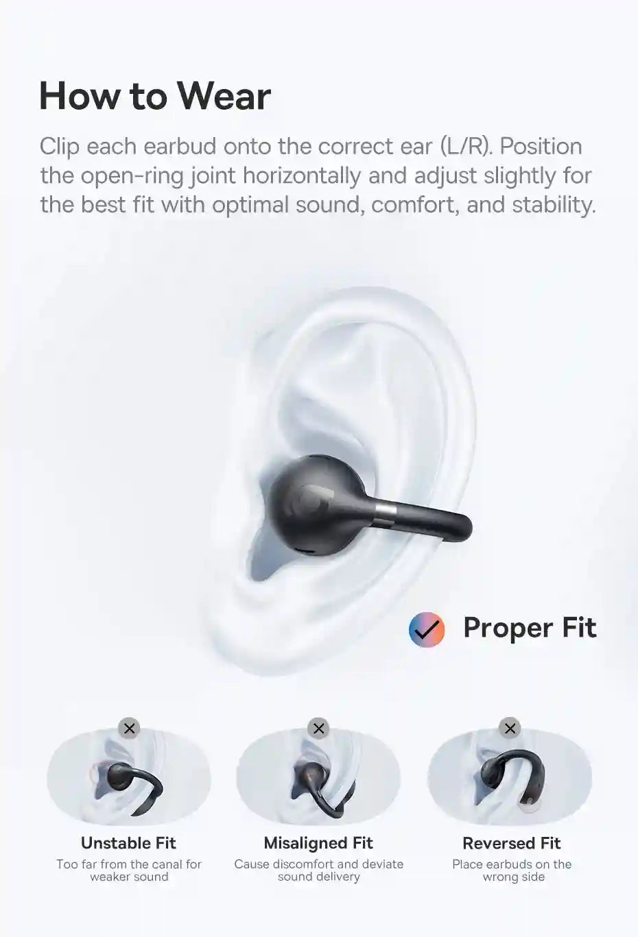 Tidesmit Open Ear Wireless Earbuds – Secure Clip-On Sports Headphones Tidesmit