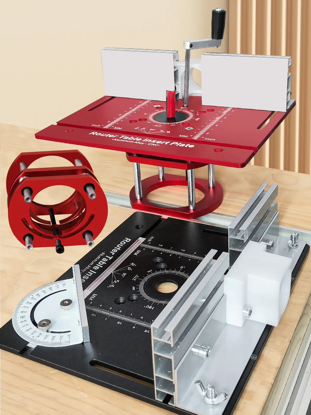 New Router Table Insert Plate Set, Router Lifts for Router Table Insert Plate for Woodworking Slotting Trimming Chamfering Table