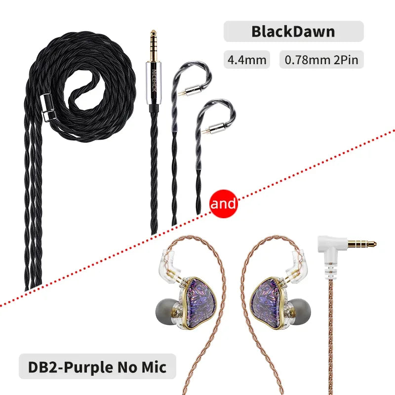 HiFi In-Ear Monitors 1DD+1BA Hybrid Dual Driver Earphones | Tidesmit IEM 4.4BlackDawn 2 Tidesmit