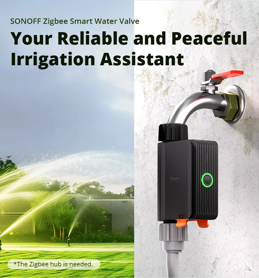 1-2PCS SONOFF SWV-BSP Zigbee3.0 Smart Water Valve IP55 Automatic Irrigation System Suitable for the UK, Europe or Most Countries