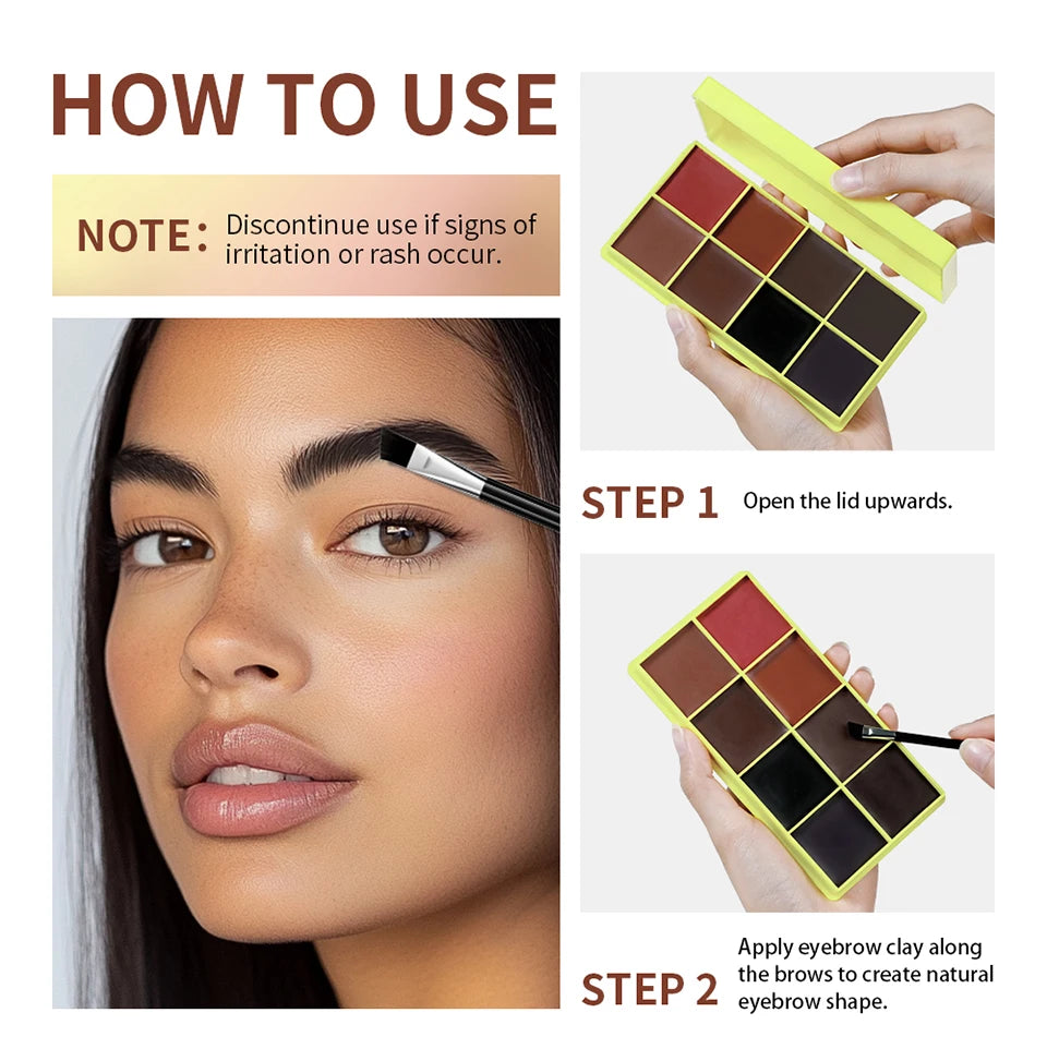 Tidesmit 8-color eyebrow cream highlighter palette with matte and shimmer finishes for long-lasting natural face makeup