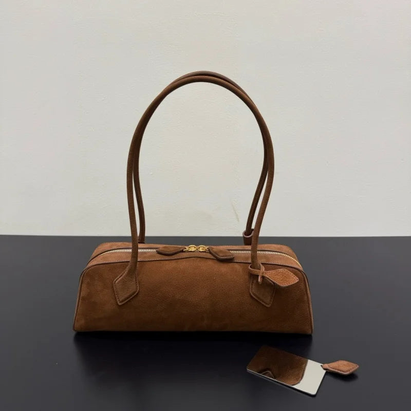 Ladies' luxurious high-quality genuine leather all steel hardware double-sided pull tab sausage handbag