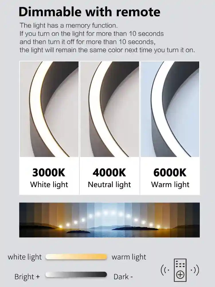Modern 3-Ring LED Chandelier - Adjustable Dimmable Black Finish Tidesmit