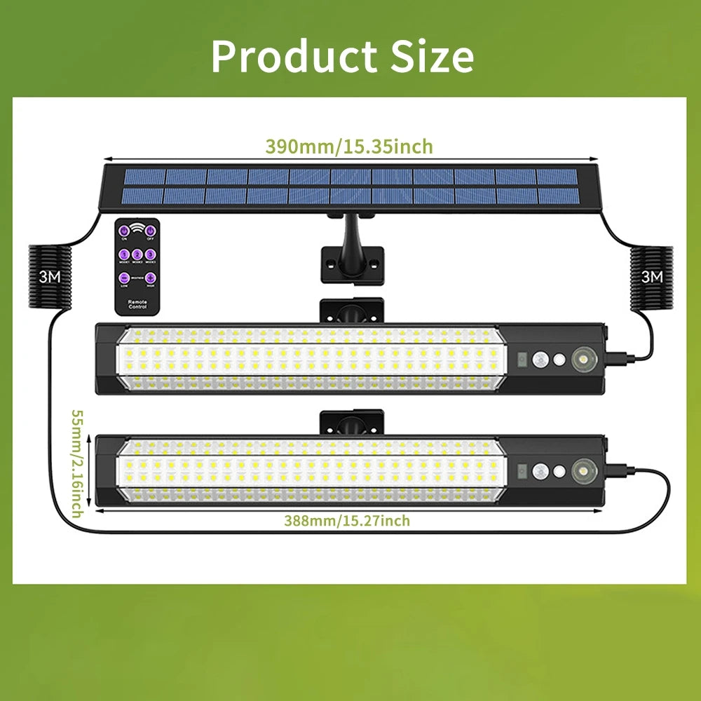 316 LED Solar Lamp Motion Sensor Outdoor Camping Wall Light Waterproof 3 Modes Solar Powered Security Light Garden Fence Garden
