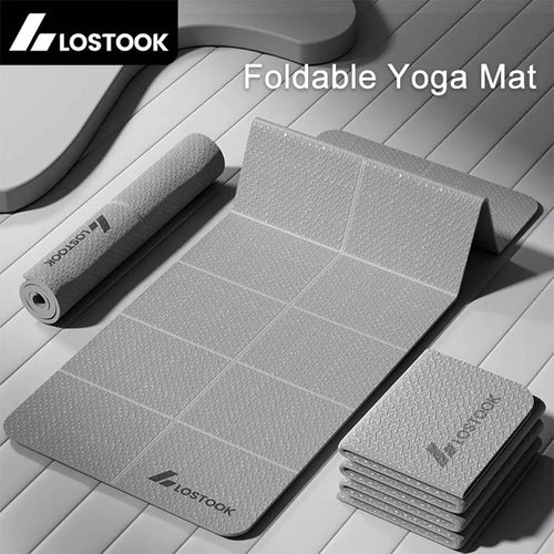 Foldable Yoga Mat, 4mm TPE travel exercise mat, smart yoga mats for home workouts and Pilates floor exercises.