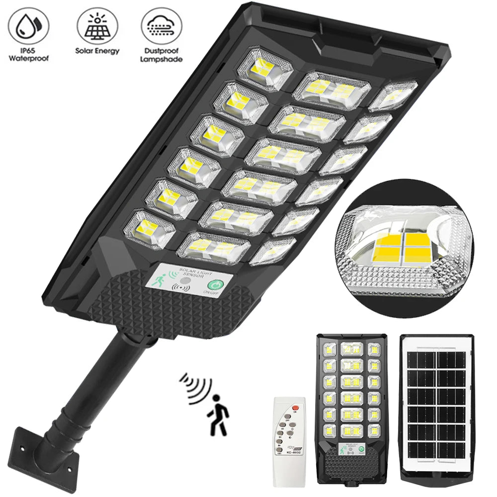 LED Solar Street Lights Outdoor Waterproof 50000LM Wide Angle Solar Light Parking Light Motion Sensor for Security Street Light