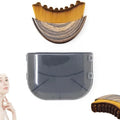 Soft fiber lymphatic facial massage brush with wood-grain handle and protective case for contouring and puffiness.