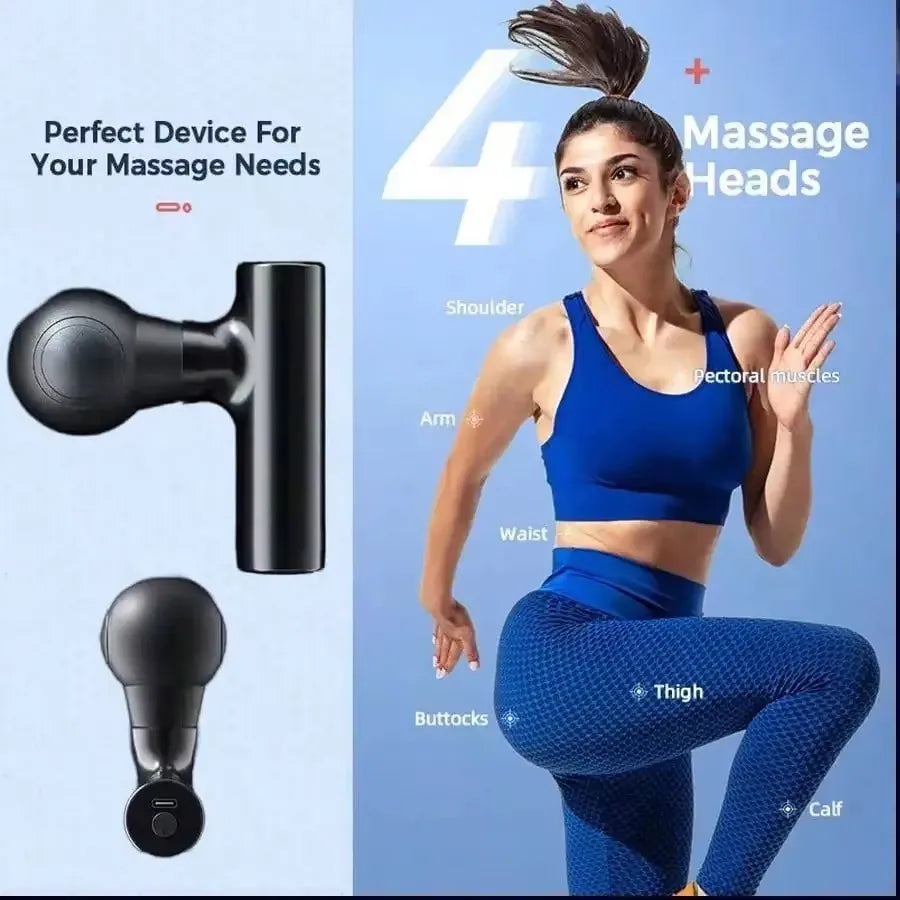 Deep Tissue Massage Gun - Compact Percussive Therapy Tool (Black) Fascia Gun Tidesmit