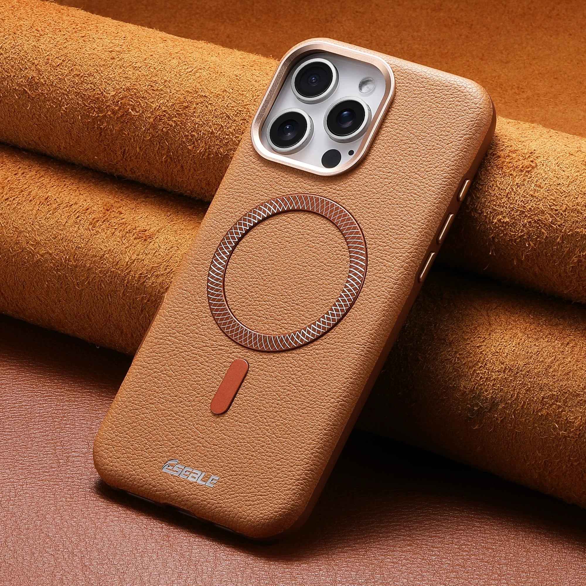 Magnetic Leather iPhone Case | Shock-Absorbing & Wireless Charging Compatible Brown Tidesmit