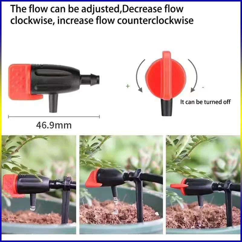 DIY Micro Irrigation Kit 4/7mm PVC Hose PP Adjustable Flow Dripper + Fixing Ground Stake Home Potted Garden Watering System Part