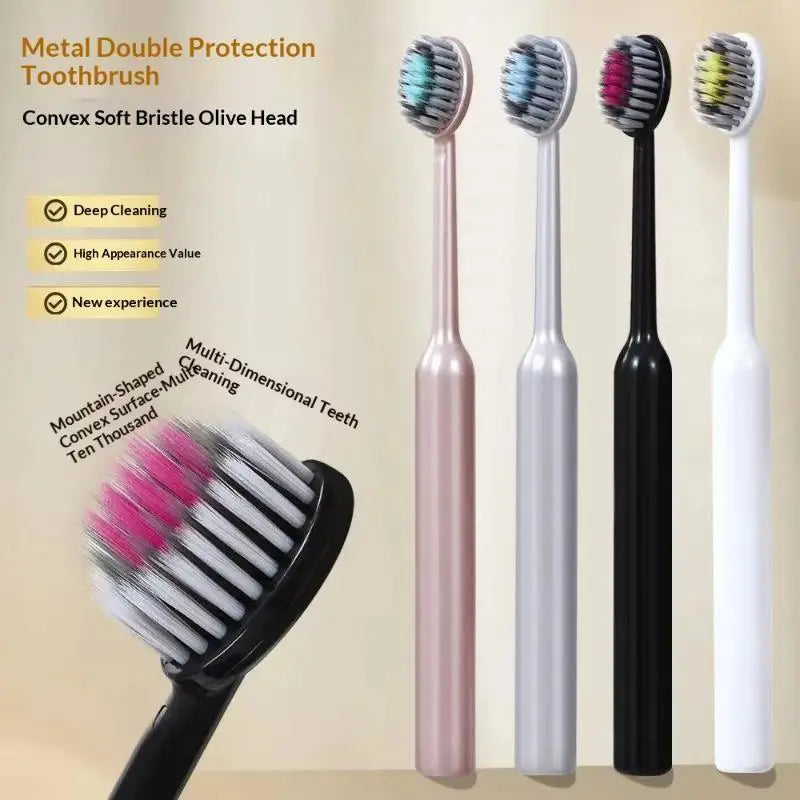 Soft Bristle Toothbrush 4 Pcs Convex Mountain Head, Deep Cleaning Adult Daily Oral Care, Home Toothbrush Set for Sensitive Gums