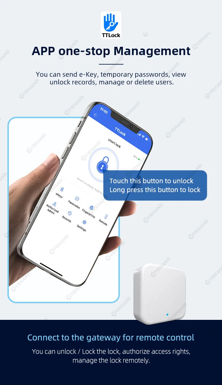 Smart Euro Cylindrical Door Lock ttlock app Keyless Security Entry Mechanical Key Waterproof fingerprint door lock For home