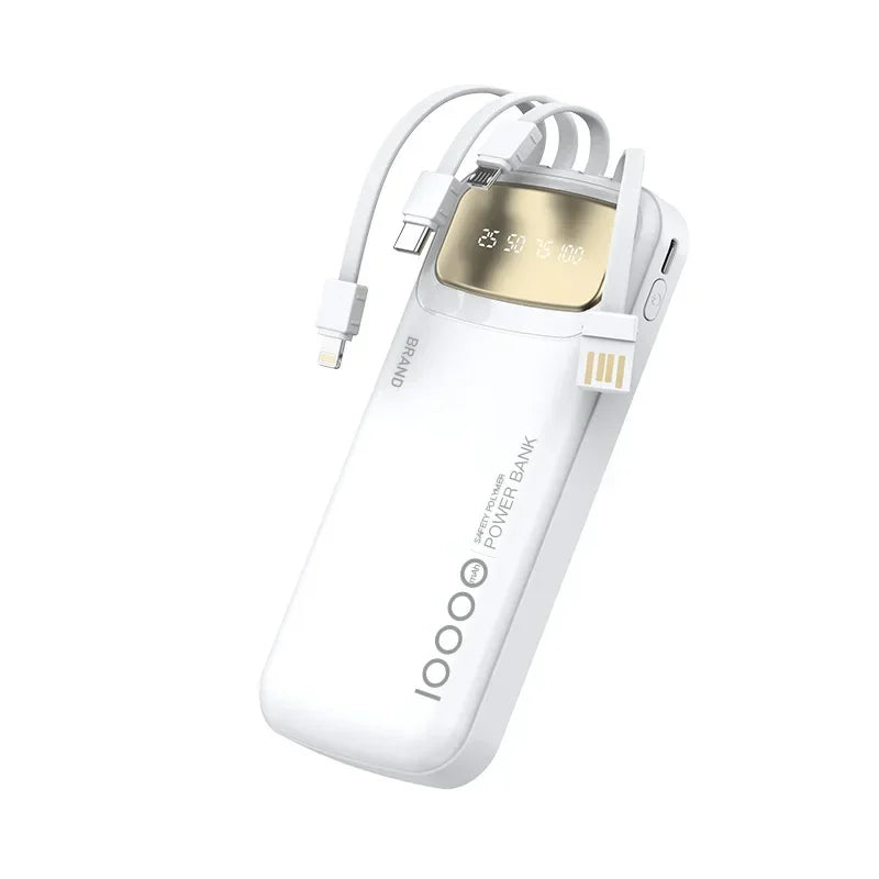 Portable Charger 10000mAh with Integrated USB-C Cable | Tidesmit White Tidesmit
