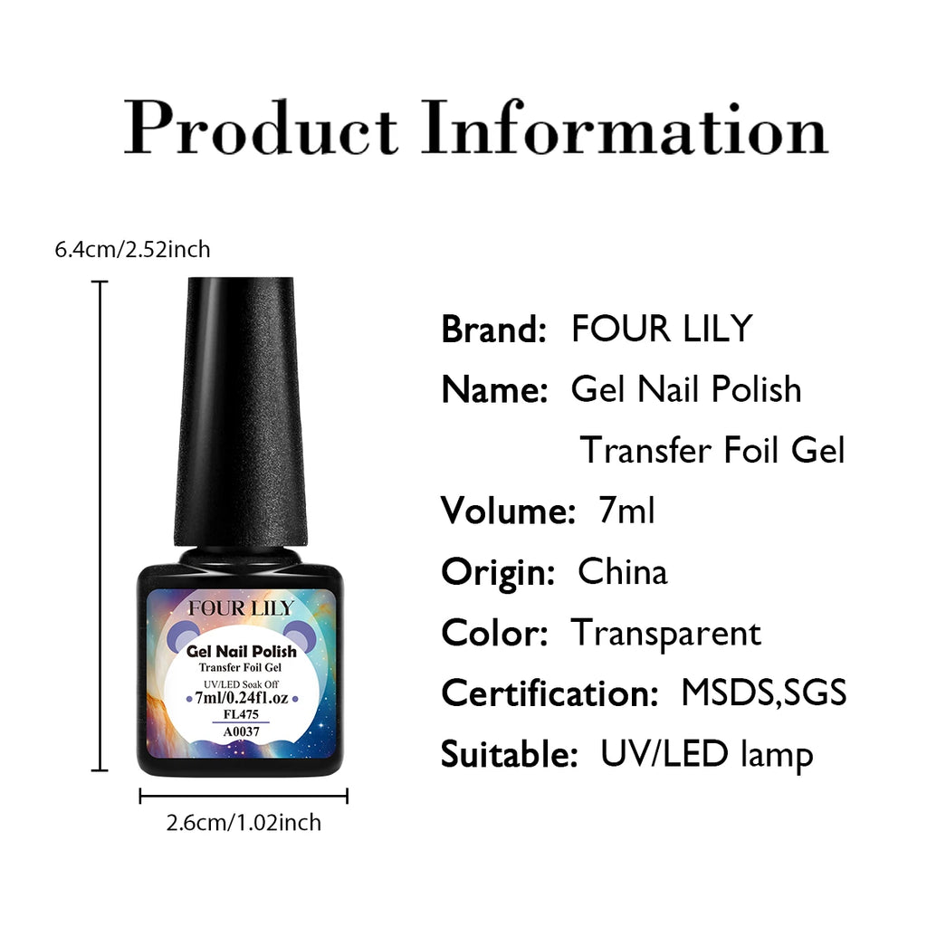 Transfer Foil Nail Gel Polish 7ml - Soak Off UV LED Art Varnish Permanent Makeup Machines Tidesmit