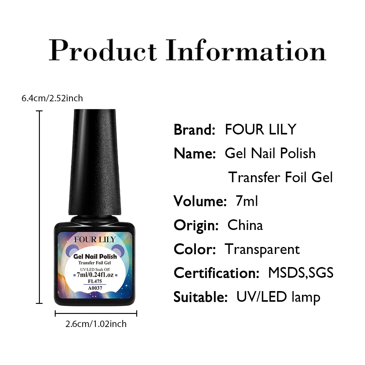 Transfer Foil Nail Gel Polish 7ml - Soak Off UV LED Art Varnish Permanent Makeup Machines Tidesmit