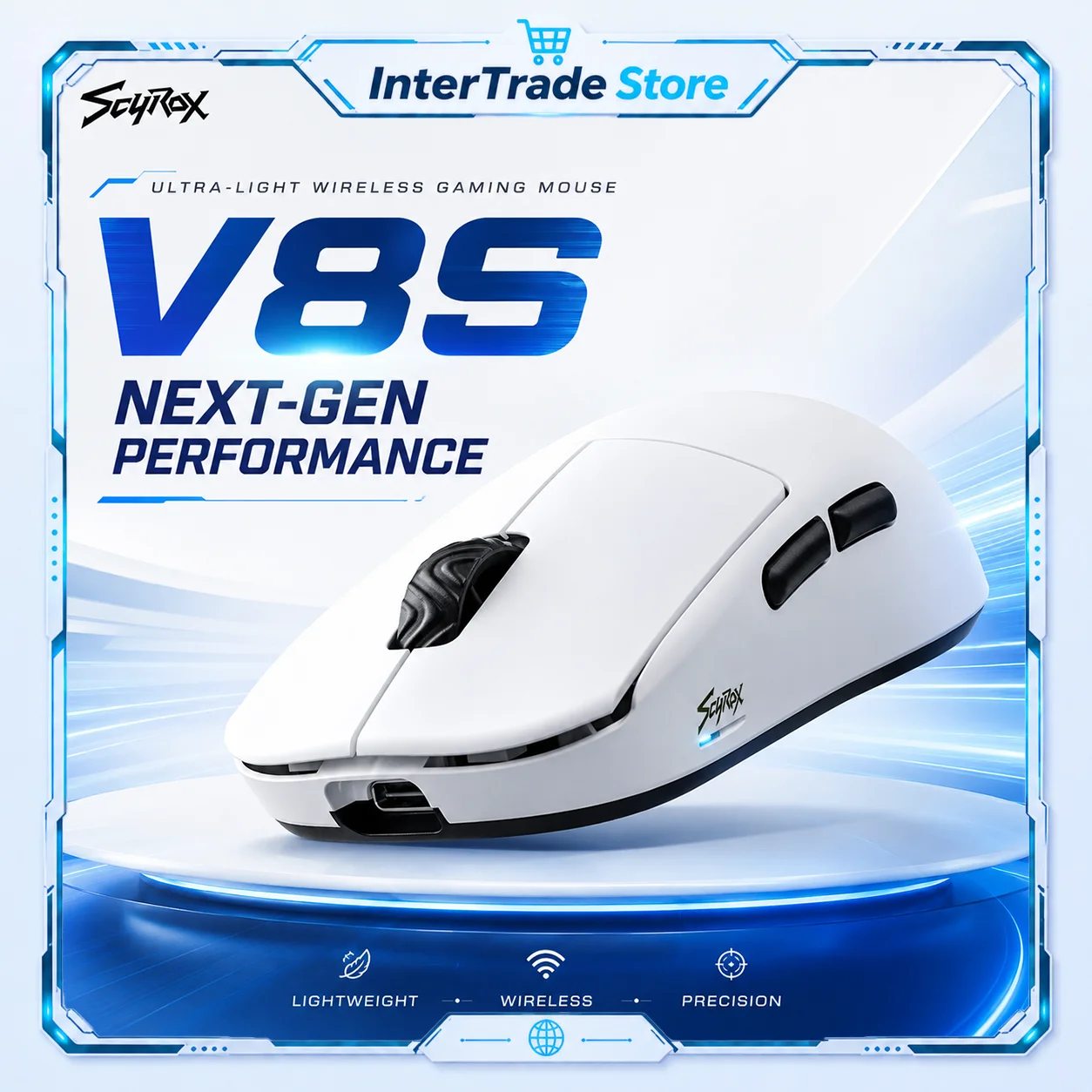 Scyrox V8/V8S Gaming Mouse Wireless 36g Lightweight 8K Polling PAW3950 Sensor Ergonomic FPS Esports Peripheral PC Mouse