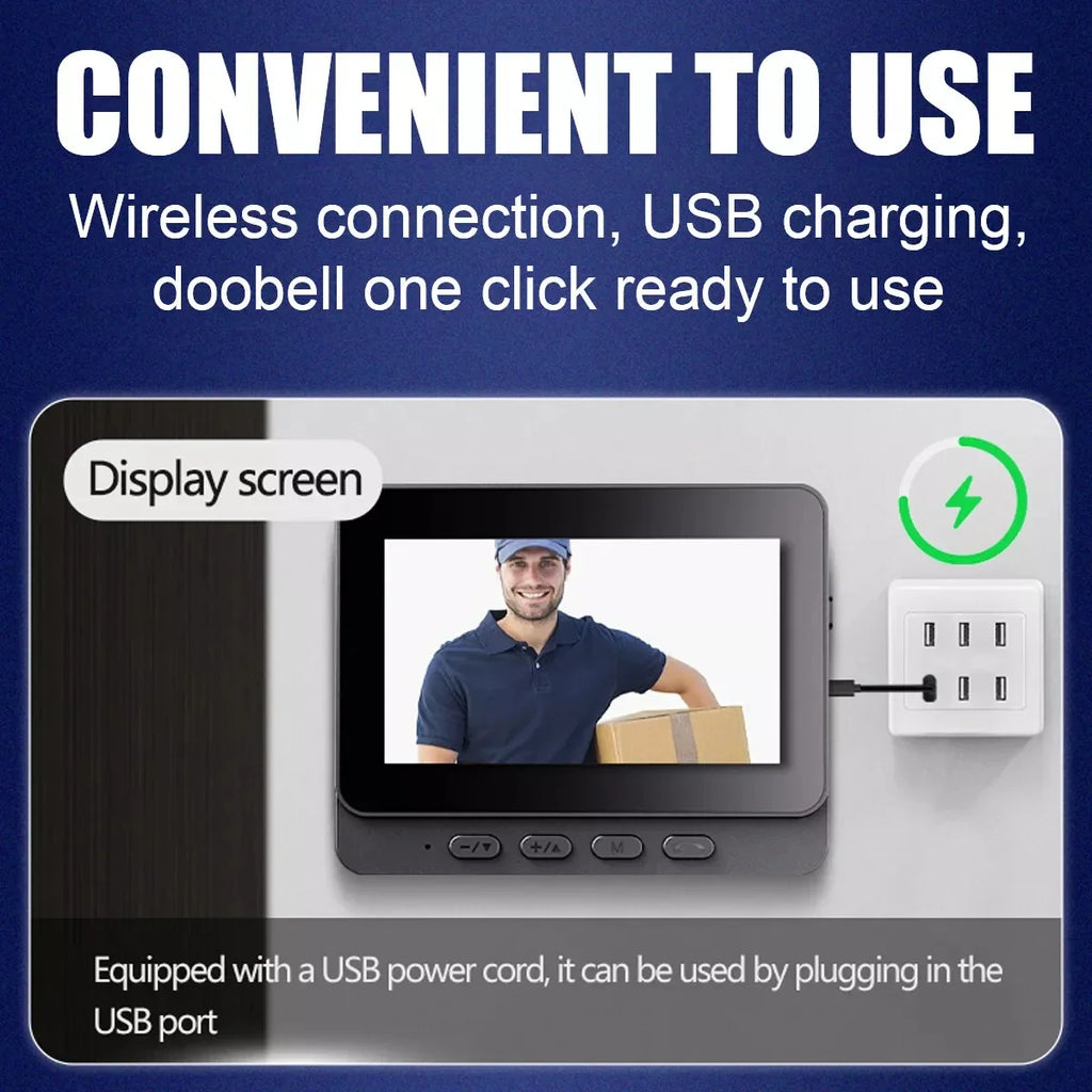 Wireless Wifi Doorbell Camera 1080P Video Intercom Doorbell Waterproof 4.3in IPS Screen Home Security Door Bell IR Night Vision