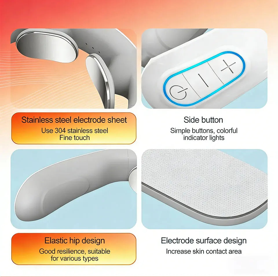 Vibration Neck Massager with Heated Pulse Relief - H808 Model Back Massage Instrument Tidesmit