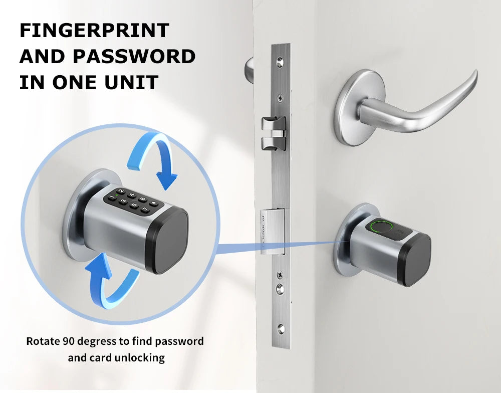 Fingerprint Smart Lock Code Cylinder with Bluetooth Tuya Smart Life App Remote Adjustalbe Cylinder Lock