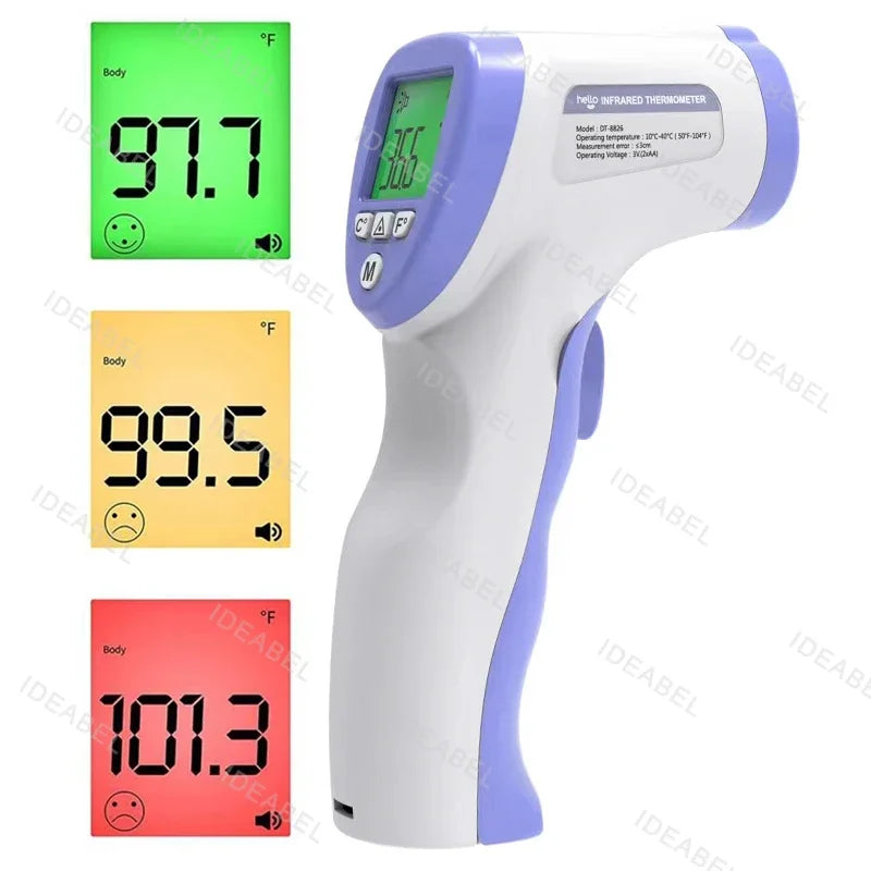 Wrist Blood Pressure Monitor LED Rechargeable English Voice Broadcast Tonometer BP Monitor Forehead Digital Thermometer