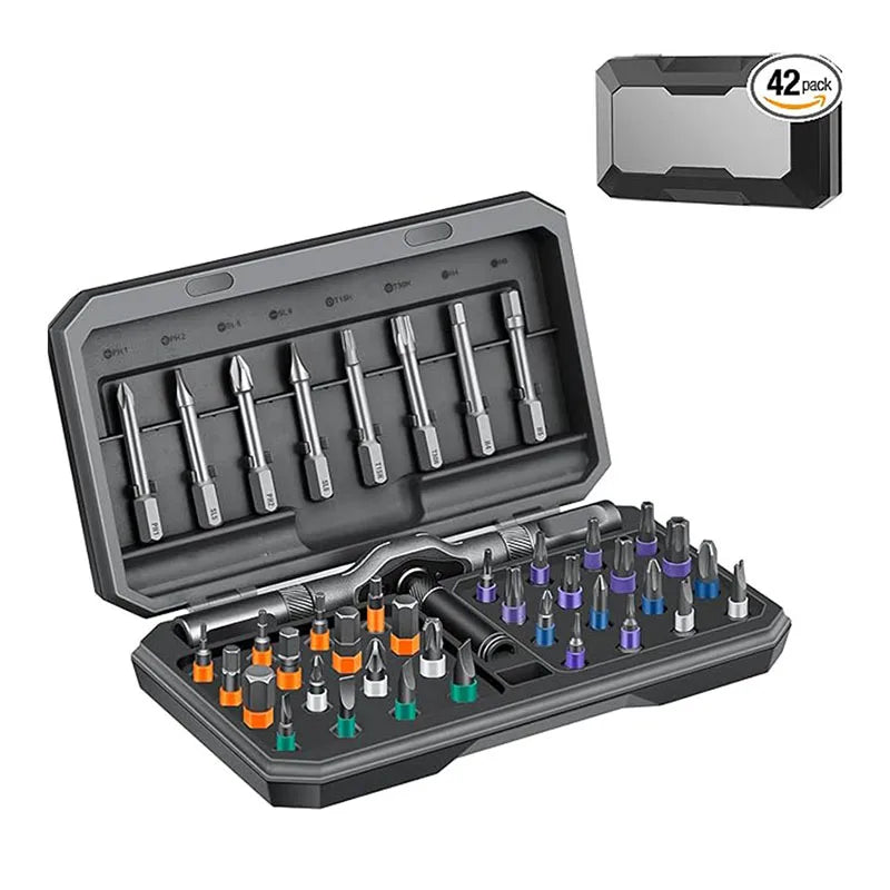 42 in 1 Magnetic Screwdriver Set, Multi Bit Ratchet Driver Portable Repair Tool Kit for Furniture, Computer, Bicycle, DIY