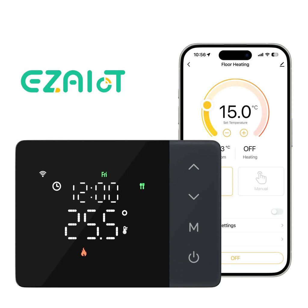Tuya smart battery powered wifi thermostat gas boiler switch heating/cooling programmable remote control support alexa google