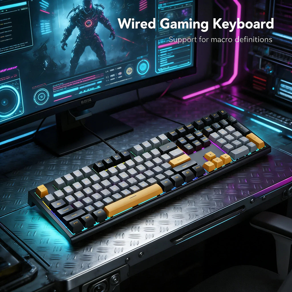 108-Key Wired Mechanical Gaming Keyboard | LED Backlit | Low Latency Anti-Ghosting | Dedicated Gaming Chip | for PC/Mac Gamer