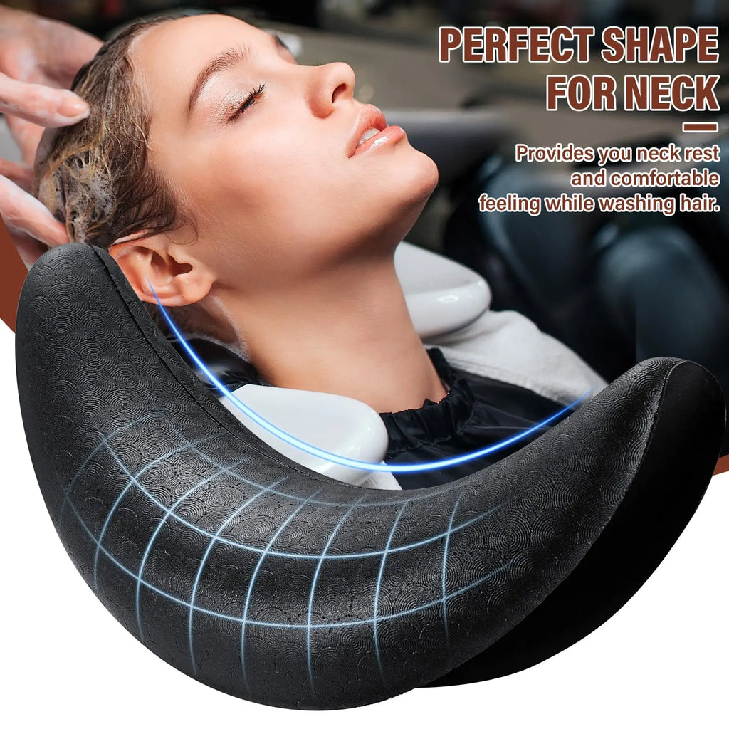 Silicone Shampoo Bowl Neck Rest Pillow - Ergonomic Salon Cushion Black Massage Chairs Tidesmit
