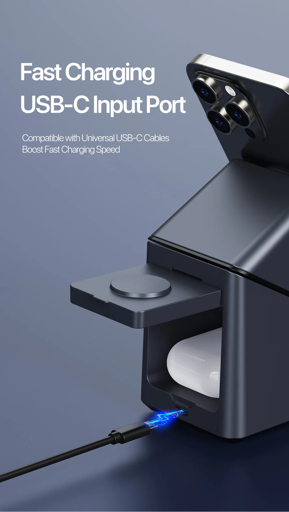 4 in 1 Magnetic Wireless Charger - Qi Certified Fast Charging Station Tidesmit