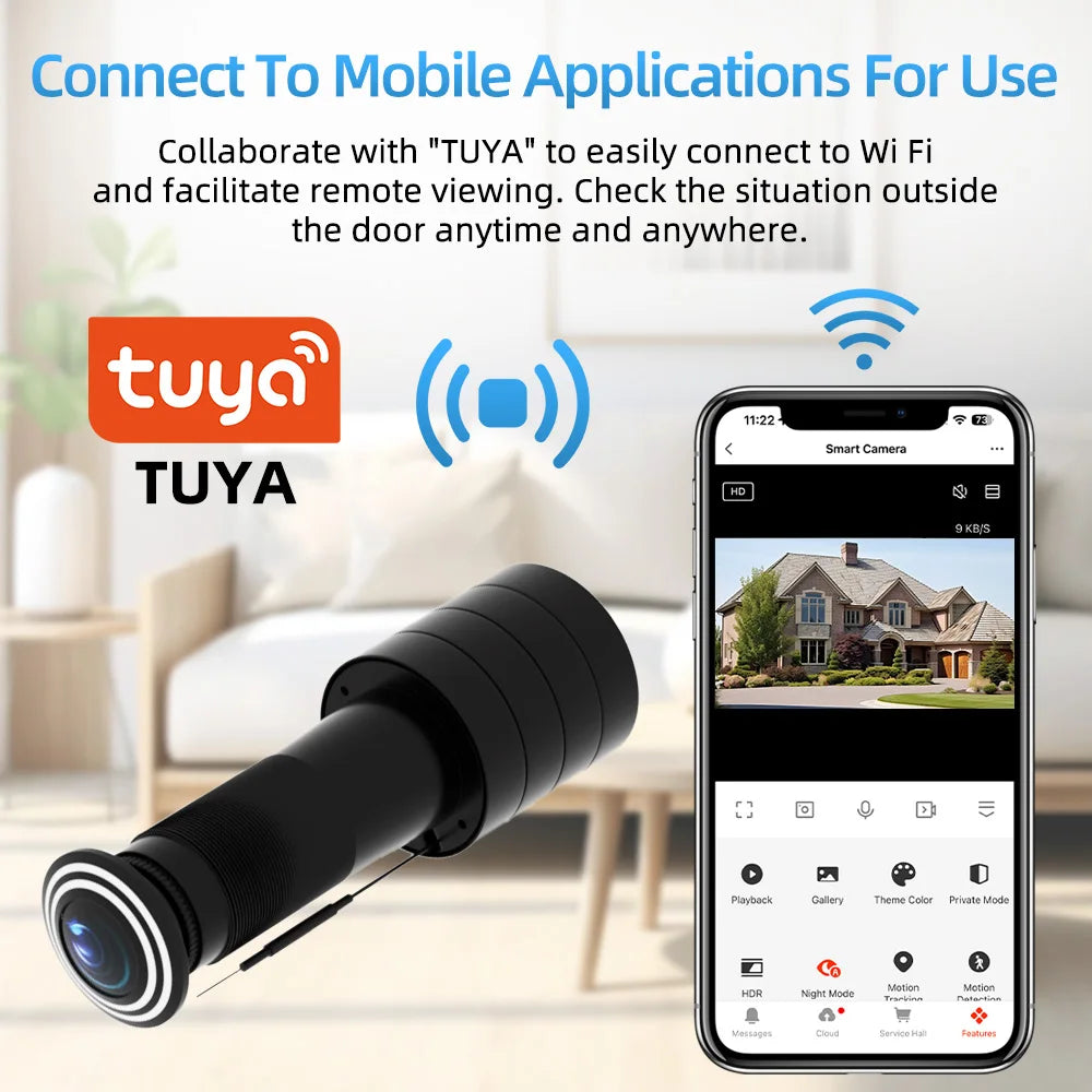 TUYA HD Door Peephole Viewer 2.4G/5G WiFi Security Camera 170° Wide-angle Human Detection Two-Way Audio Video-eye Cat-eye Cam