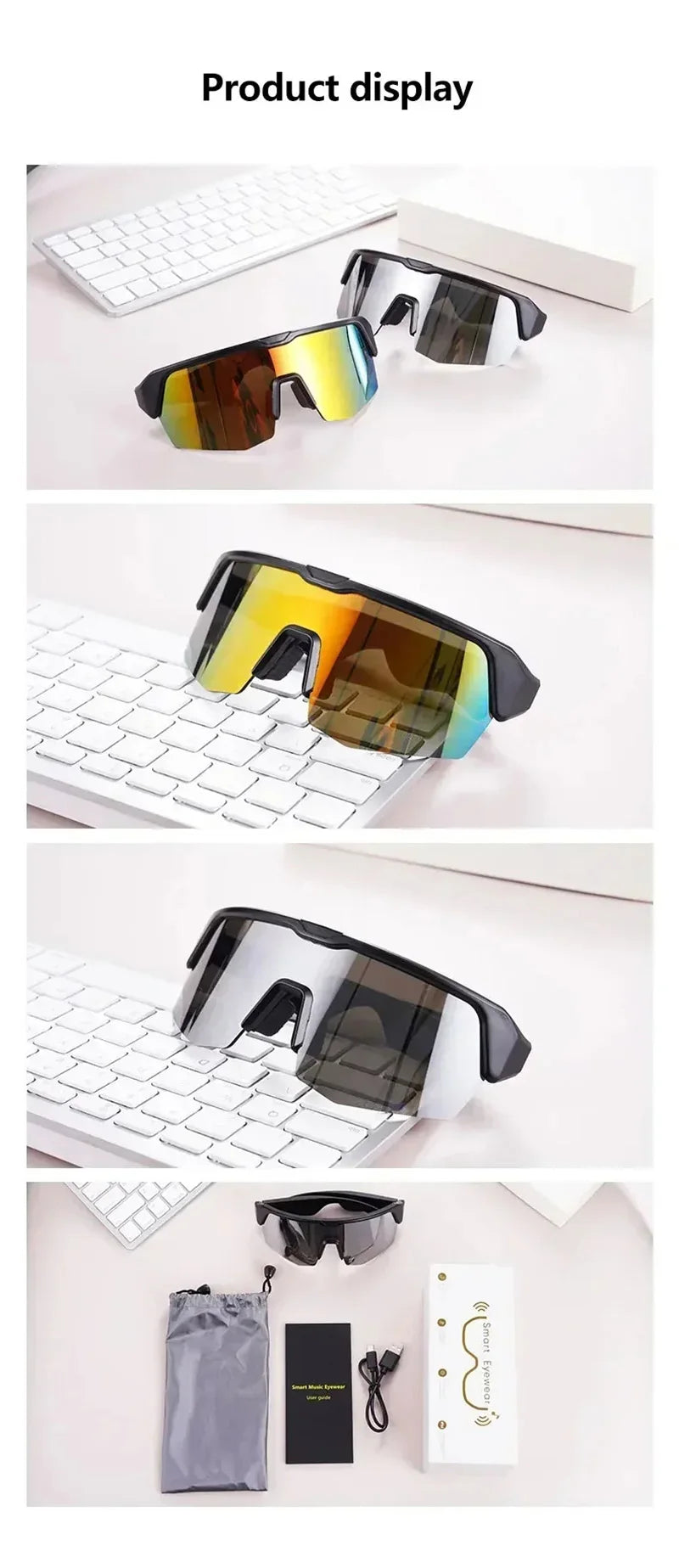 Bluetooth Cycling Sunglasses with Spatial Audio - Tidesmit Black Tidesmit