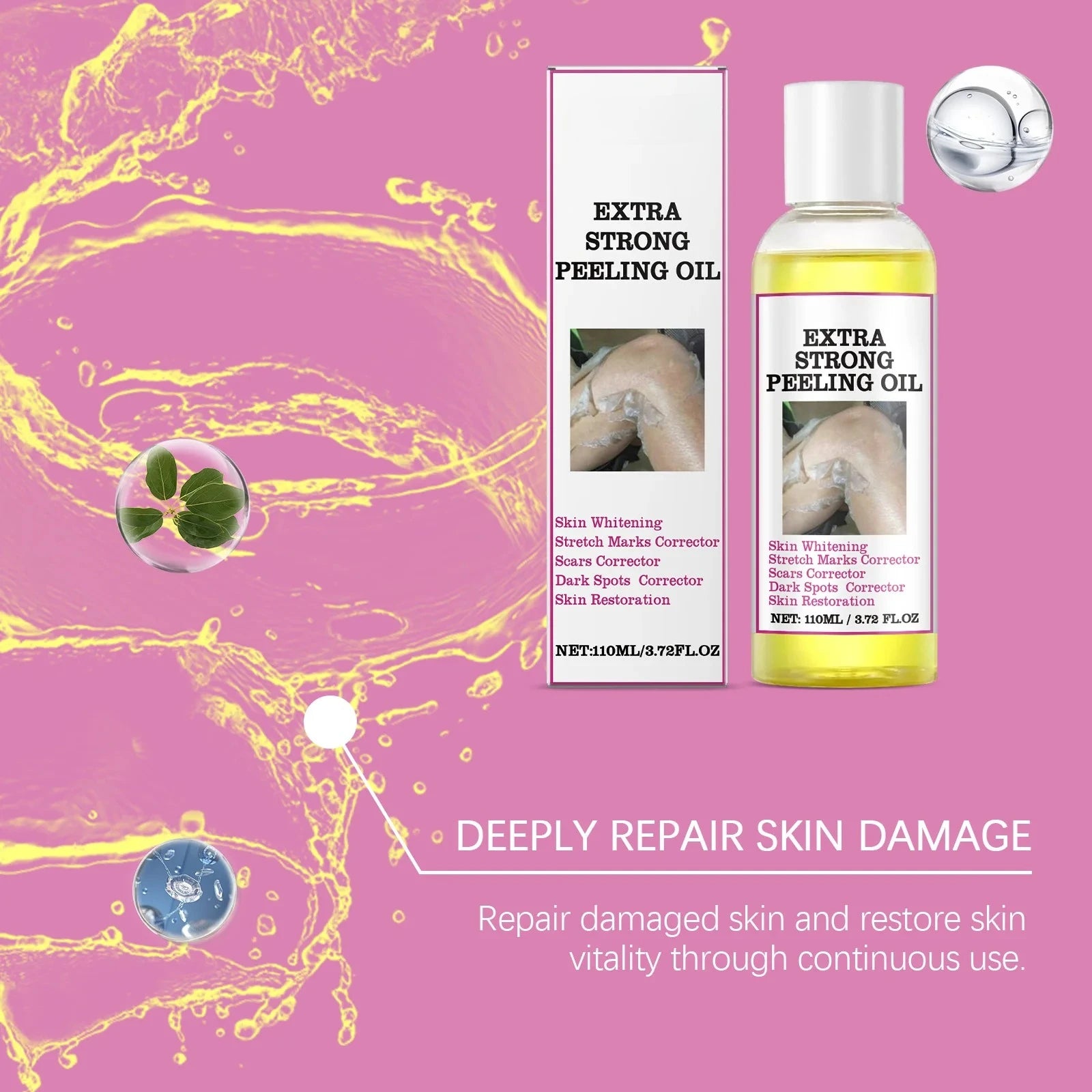 Exfoliating Yellow Skin Oil For Body Skin Moisturizing Nourishing Brightening Firming Moisturizing Massage＆Beauty Care Oil 110ml