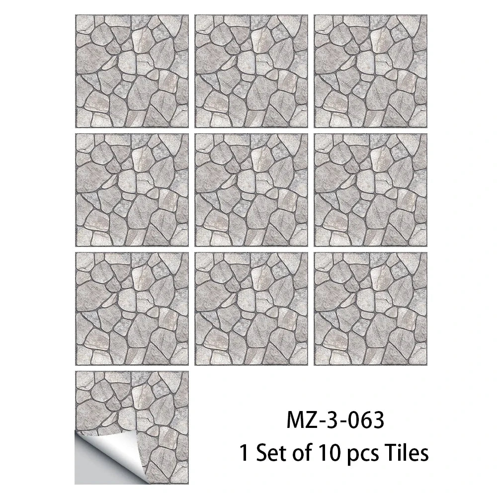Light gray cracked-stone floor sticker tiles set, waterproof non-slip frosted texture.
