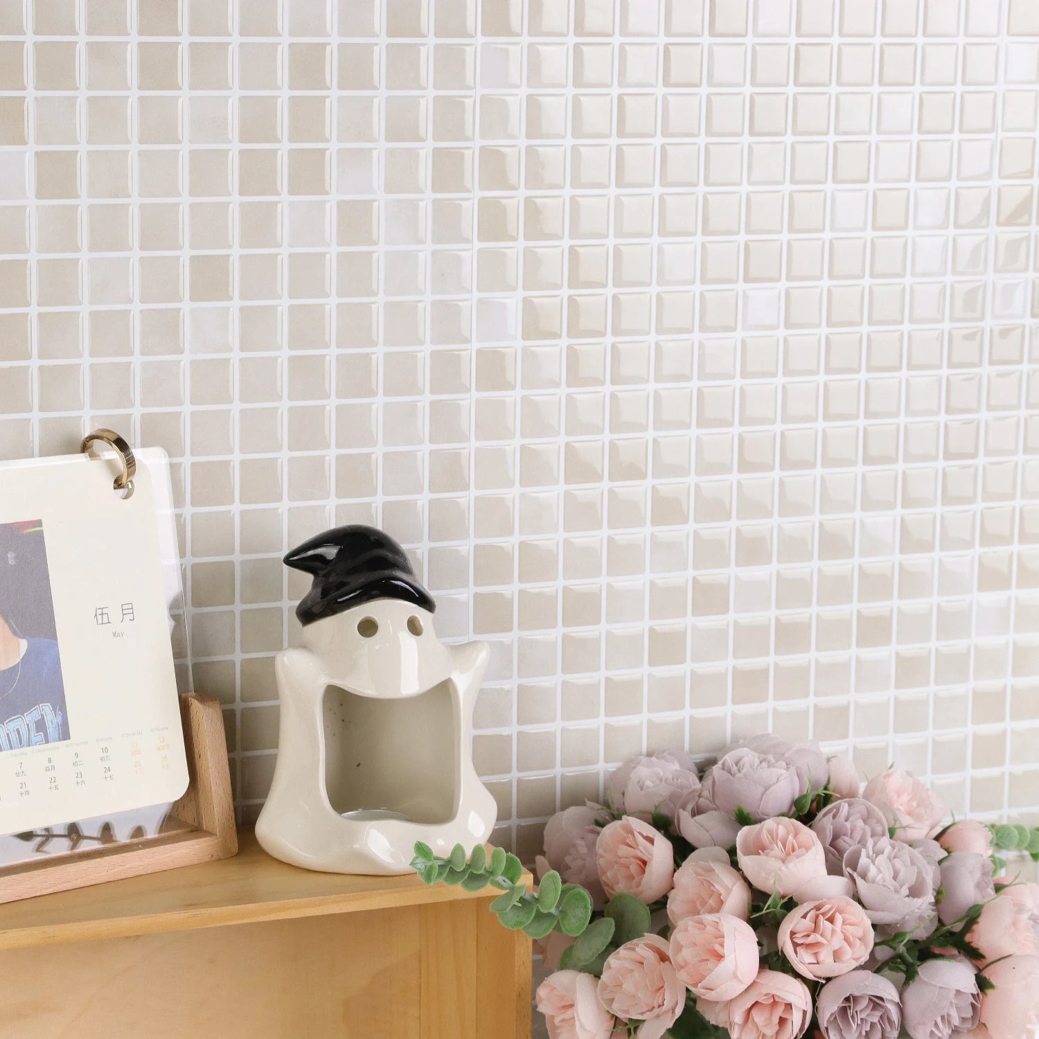 1/5pcs Brick Wall Tile Sticker Self-Adhesive Waterproof Mosaic Vinyl Wallpaper Ceramic Tile Decals Kitchen & Bathroom Decoration