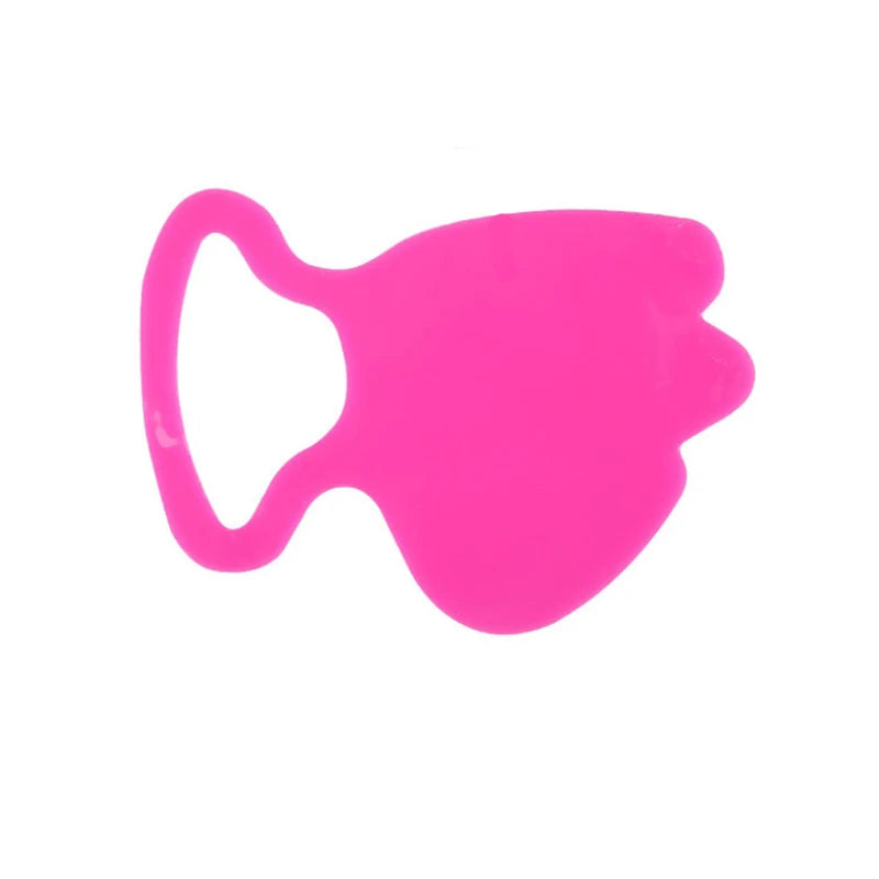Bright pink, reusable silicone facial lifting patch with a contoured, ear-loop design for targeted skin care.