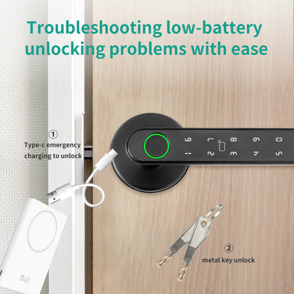 Tuya 5-in-1 Door Lock Smart Home Products Fingerprint Locks	Remote Control App Unlock Support Password IC Card Key Unlock