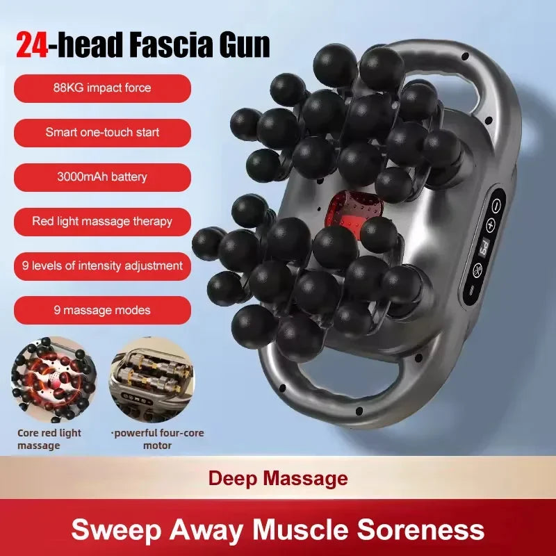 Fascia Gun Deep Tissue Massager – 24 Massage Heads – Tidesmit Fascia Gun 24 head-black Tidesmit