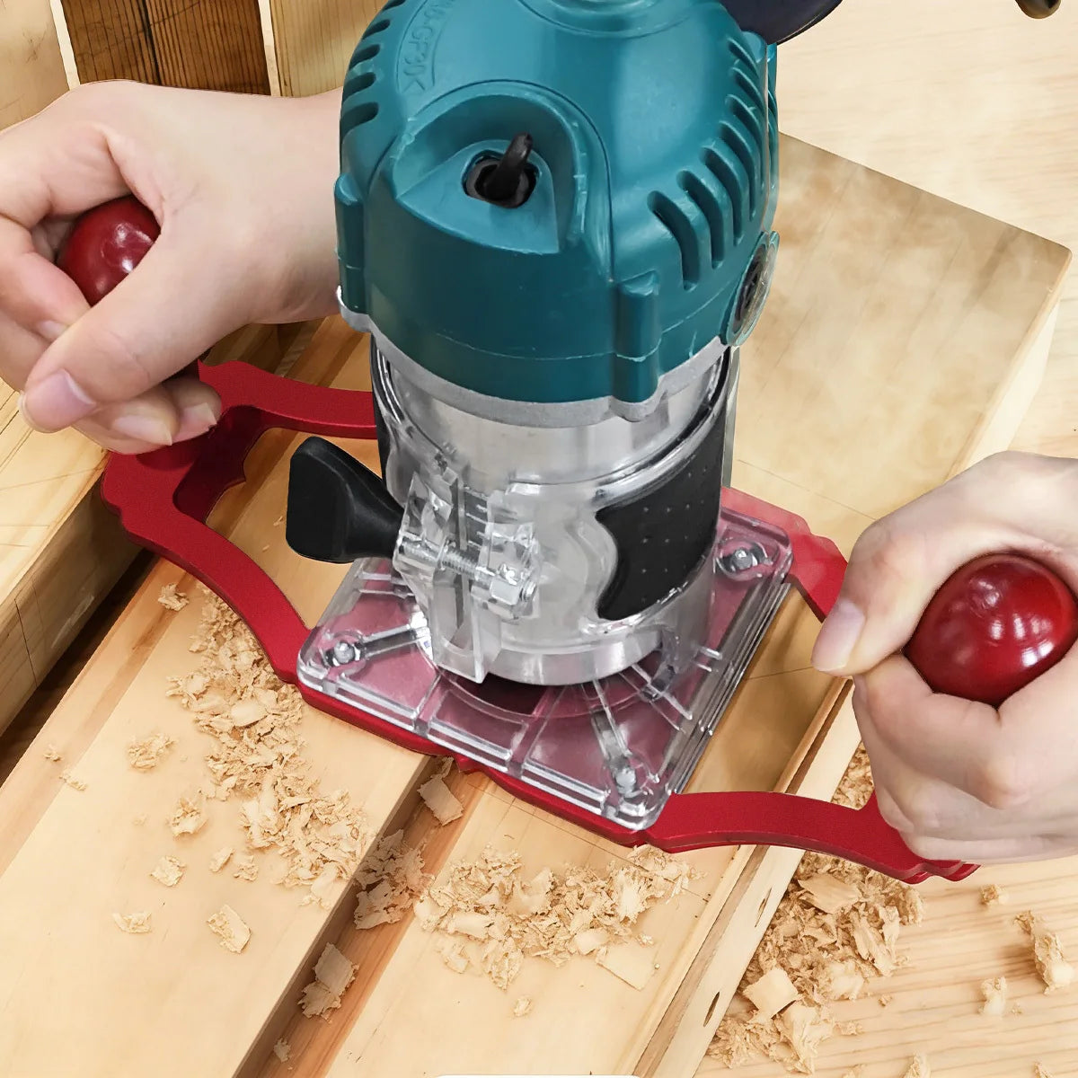Upgraded Woodworking Router Base, Edge Guide Slotting Base with Handles and Centerline Pointer for Milling & Trimming