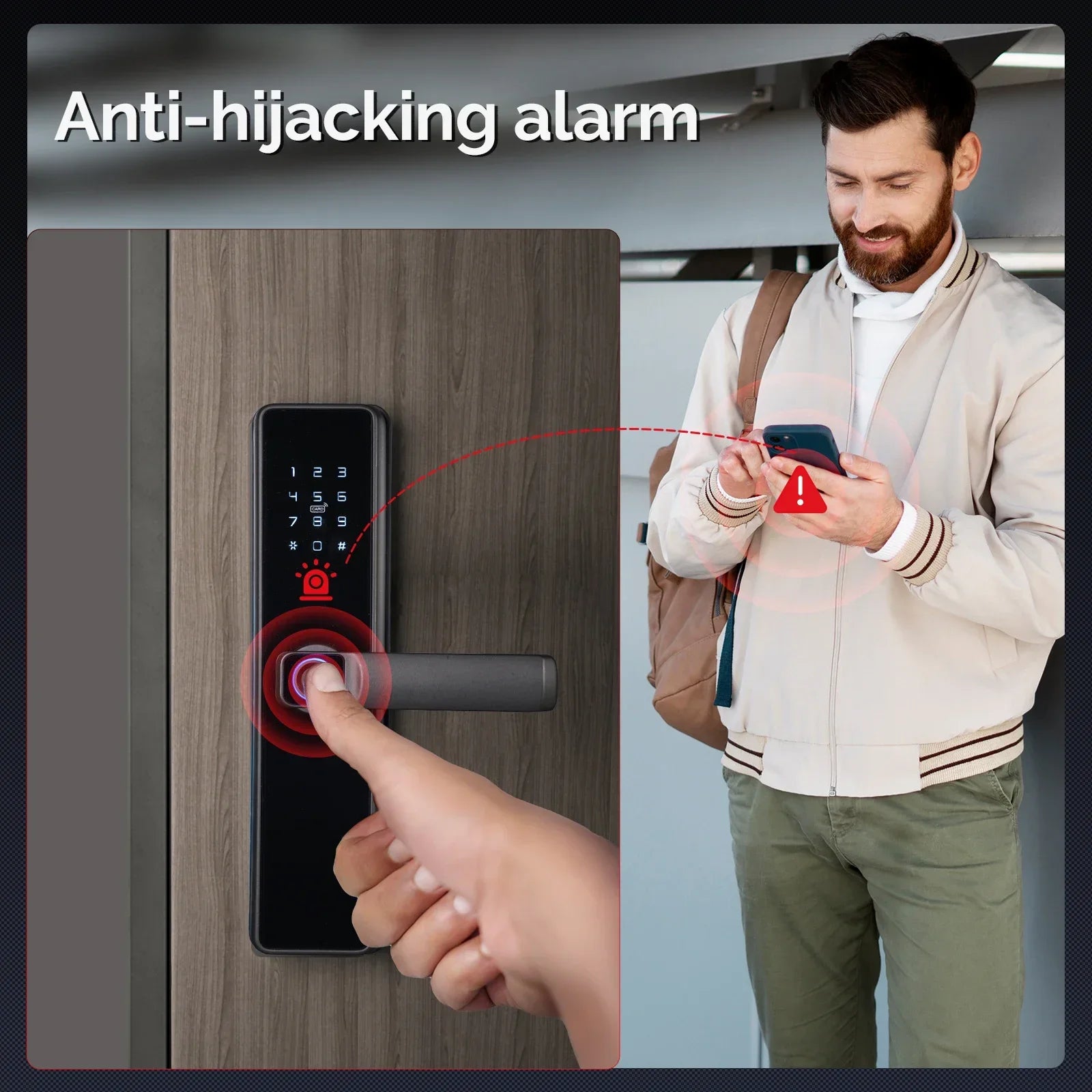 MOES Tuya ZigBee Smart Door Lock Indoor Password Fingerprint Remote Unlock Keycard Tamper Alarm Battery Powered Work With Alexa