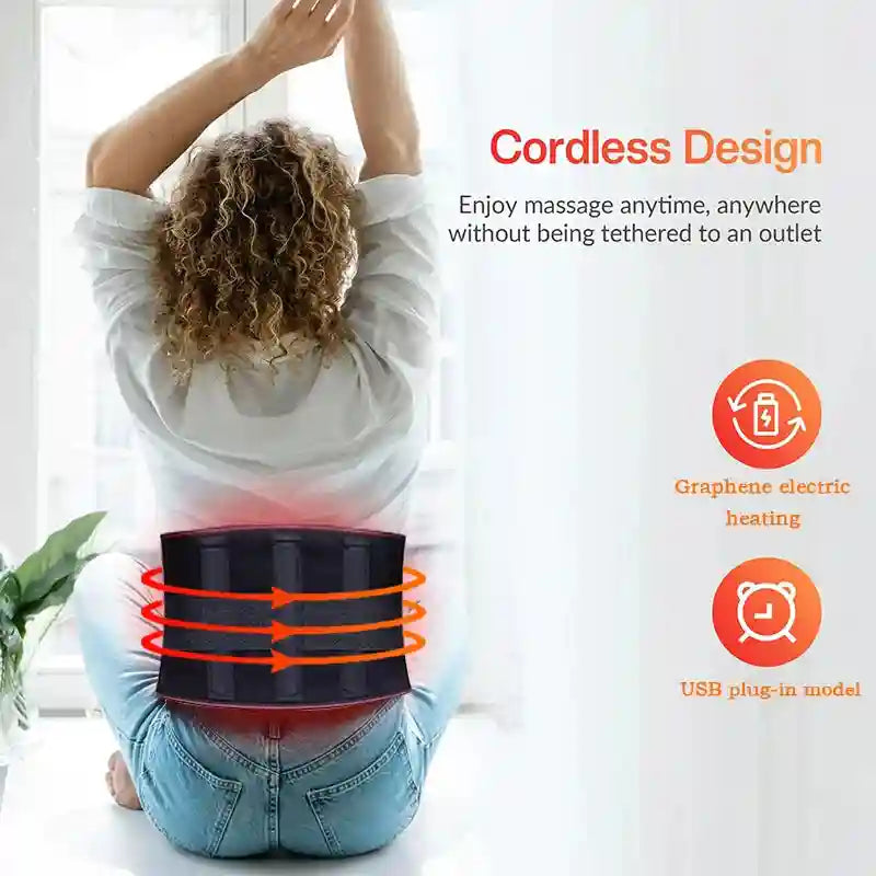Heated Back Support Belt: Adjustable Lumbar Brace for Stress Relief Relaxation Treatment Tidesmit