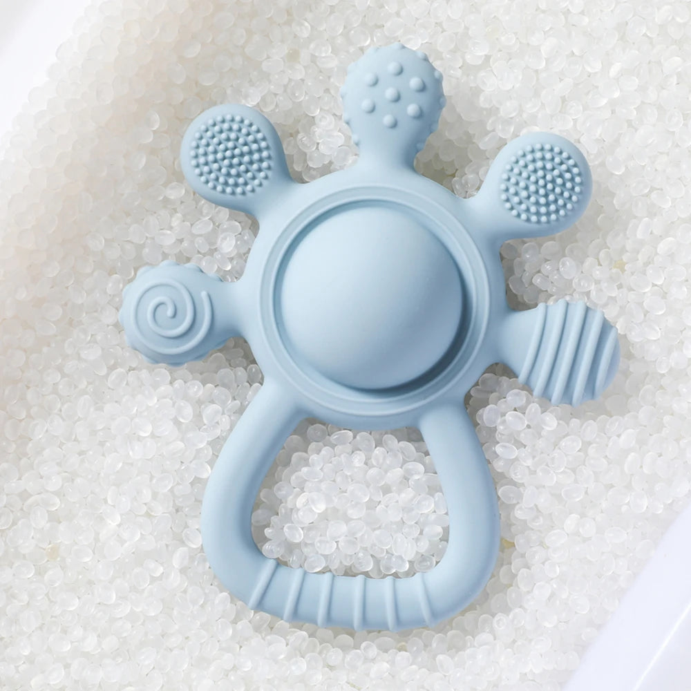 Baby BPA Free Silicone Teether Toy Rattle Silicone Teething for Teeth Newborn Accessories Food Grade Infant Soothing Nusing Toys