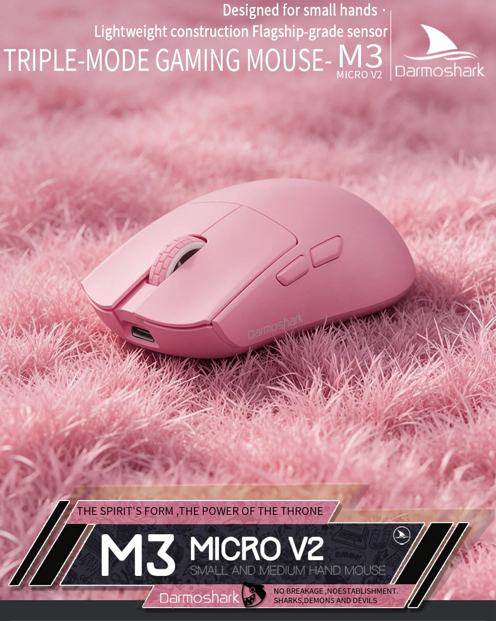 Darmoshark M3 Micro V2 Wireless Gaming Mouse Double 8k Nordic N54L PAW 3950 30000 DPI  Small Hand  Macro Game Mouse Lightweight