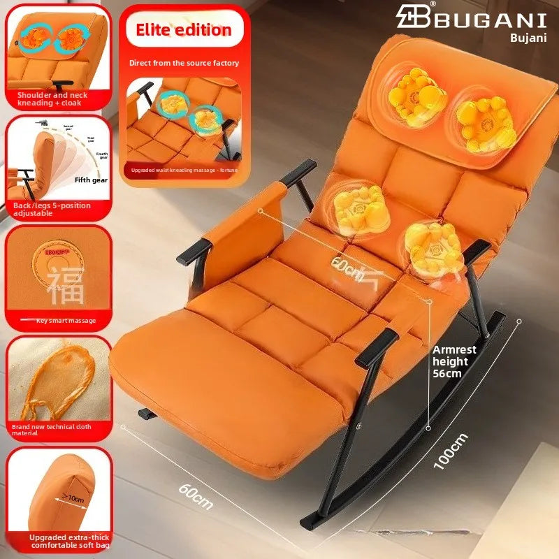 Massage Chair Rocking Recliner | Ergonomic Heated Seat – Orange & Ash Massage Chairs Tidesmit