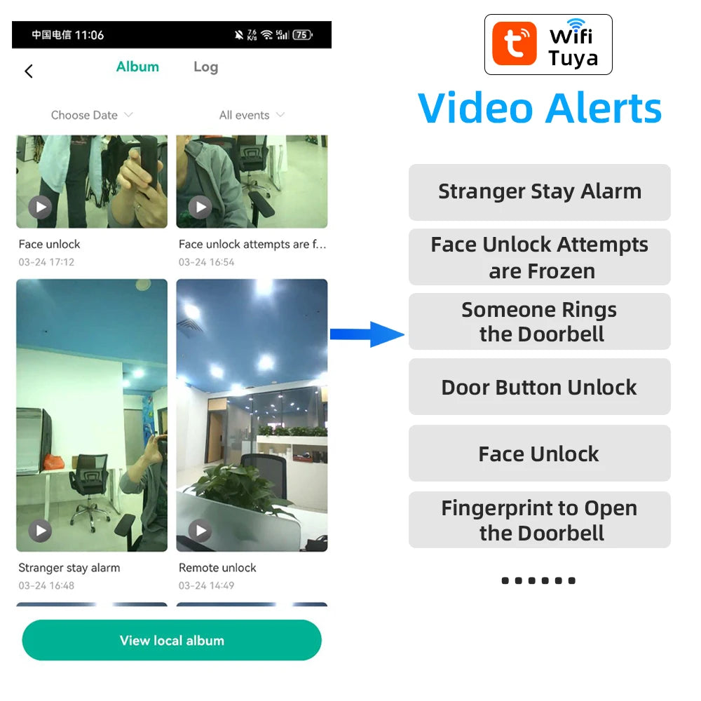 RAYKUBE 21-language Voice Camera Palm Vein Smart Fingerprint Lock Face Recognition Digital Lock With Video Call P85